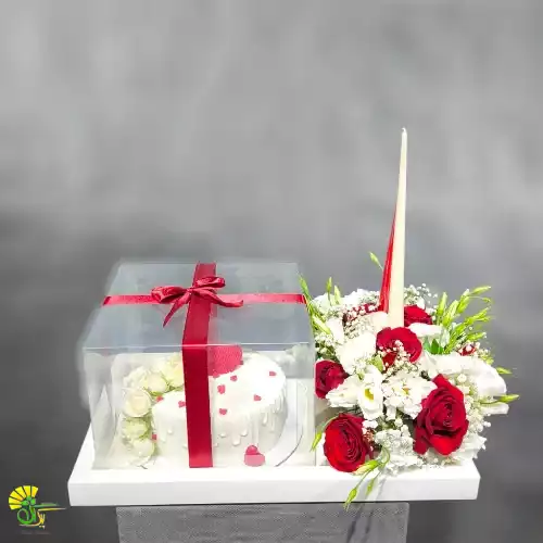 باکس گل و کیک کد 5 | خرید باکس گل و کیک در مشهد