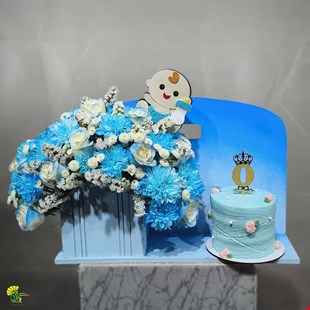 باکس گل و کیک نوزاد - هدیه خاص تولد