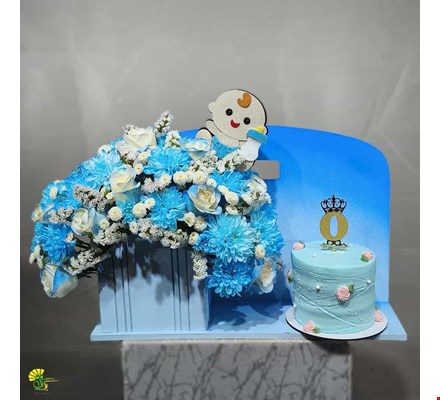 باکس گل و کیک نوزاد - هدیه خاص تولد