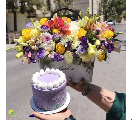 باکس گل و کیک تولد - خرید گل و کیک در مشهد 