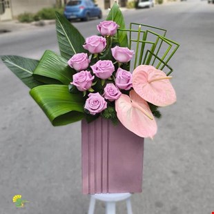 باکس گل خواستگاری رز و آنتوریوم - خرید گل مشهد