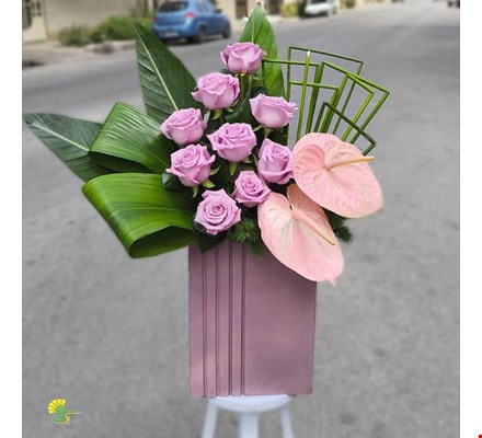 باکس گل خواستگاری رز و آنتوریوم - خرید گل مشهد