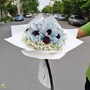 دسته گل پول آرایی با رز و ژیپسوفیلا
