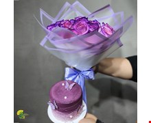 دسته گل رز هلندی و کیک - خرید گل و کیک در مشهد