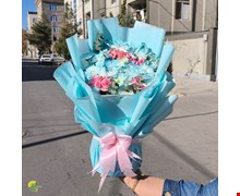 دسته گل لوکس آبی و صورتی