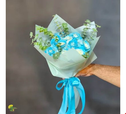 دسته گل رز هلندی آبی