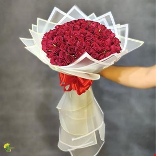 دسته گل رز هلندی قرمز - خرید گل مشهد